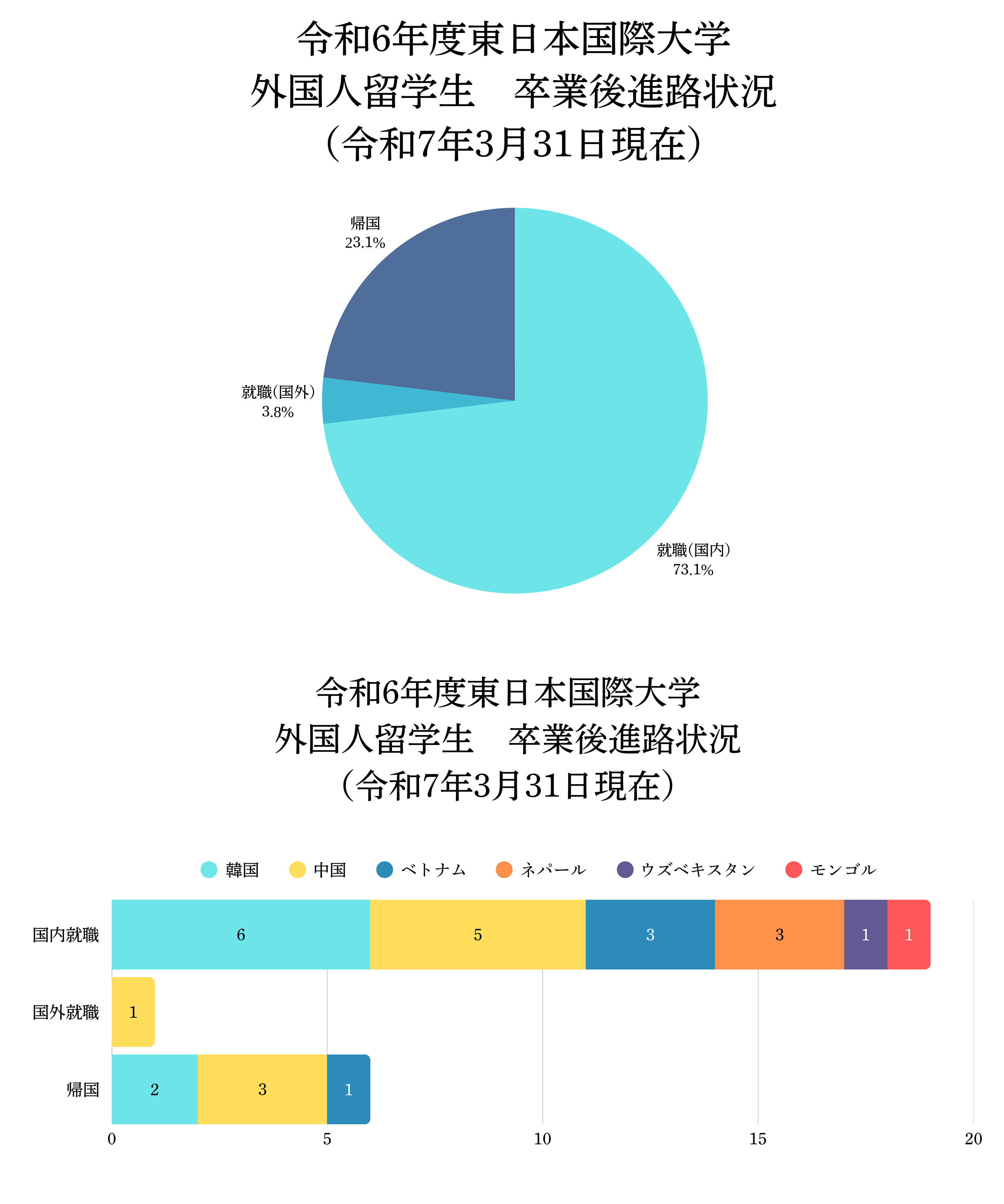 令和6年度東日本国際大学 外国人留学生 卒業後進路状況（令和7年3月31日現在）